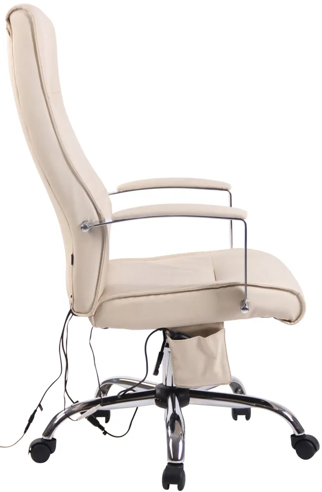 Système de suspension Fauteuil de bureau sur roulettes fonction massage mécanisme de balance en VINYLE crème 10_0002607