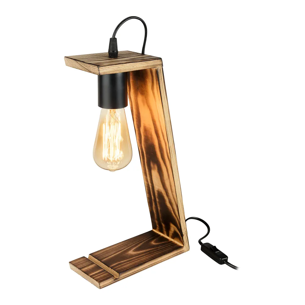 Système de suspension Lampe de bureau en bois massif 39 cm E27 noir / naturel 03_0007366