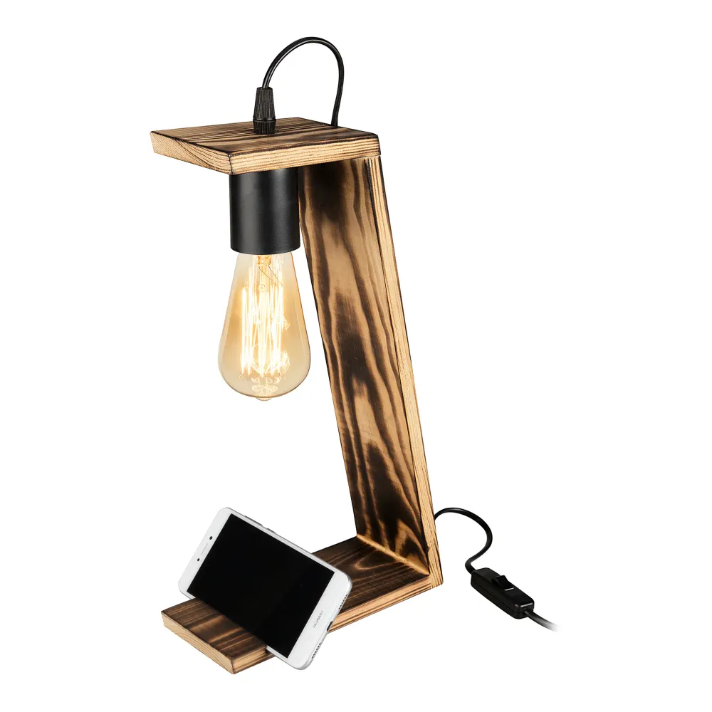 Système de suspension Lampe de bureau en bois massif 39 cm E27 noir / naturel 03_0007366