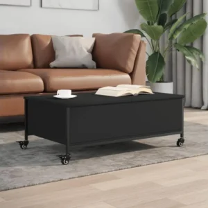 Système de suspension Table basse avec roulettes noir 91x55x34 cm bois d'ingénierie