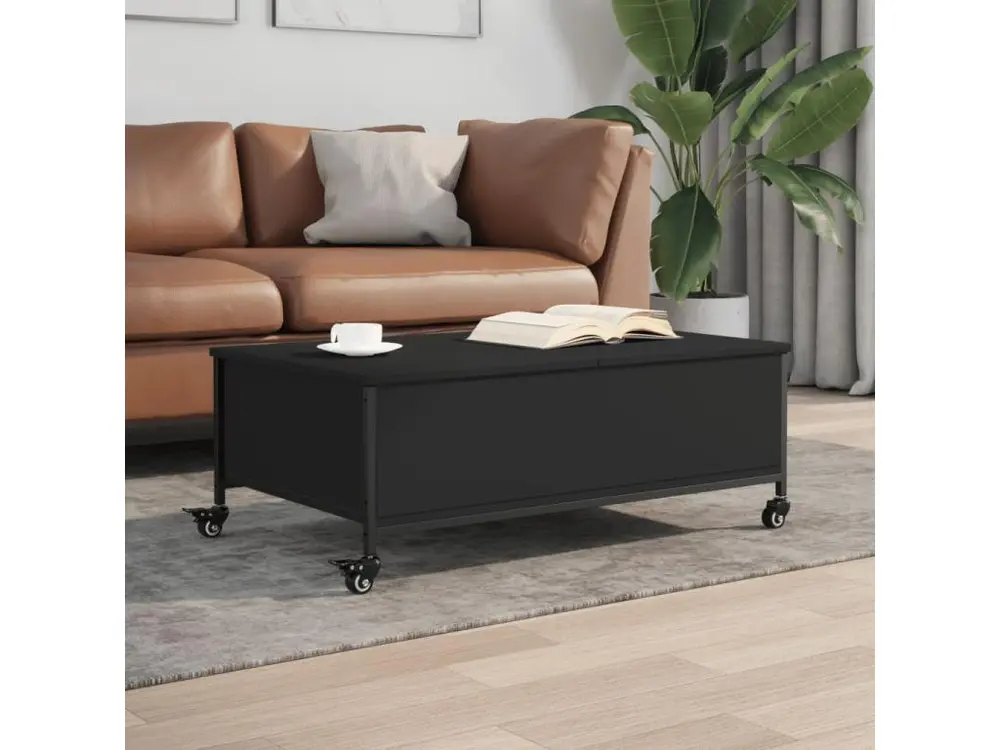 Système de suspension Table basse avec roulettes noir 91x55x34 cm bois d'ingénierie