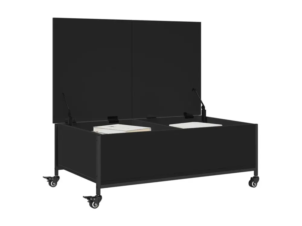 Système de suspension Table basse avec roulettes noir 91x55x34 cm bois d'ingénierie