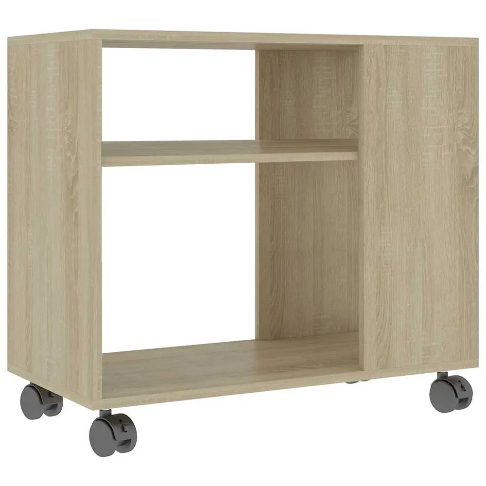 Table d'appoint meuble de salon sur roulettes 70 x 35 x 55 cm en bois d'ingénierie couleur chêne DEC032426 compatible avec...