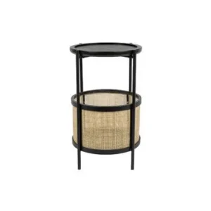 Table d'appoint en rotin noir Makoto Blanc pur Label - 50cm | Facile à installer |