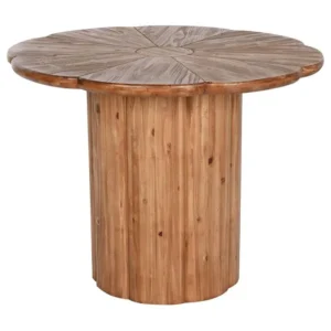 Table à manger, table de repas ronde en bois coloris naturel - diamètre 100 x Hauteur 77 cm pour bureau à hauteur variable