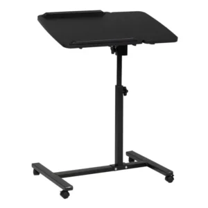 Table pour ordinateur à roulettes noire SABINE avec 4 patins en caoutchouc
