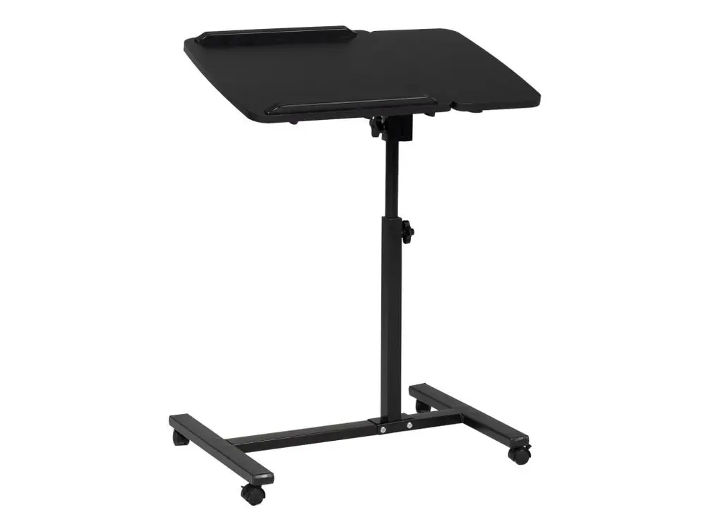 Table pour ordinateur à roulettes noire SABINE avec 4 patins en caoutchouc