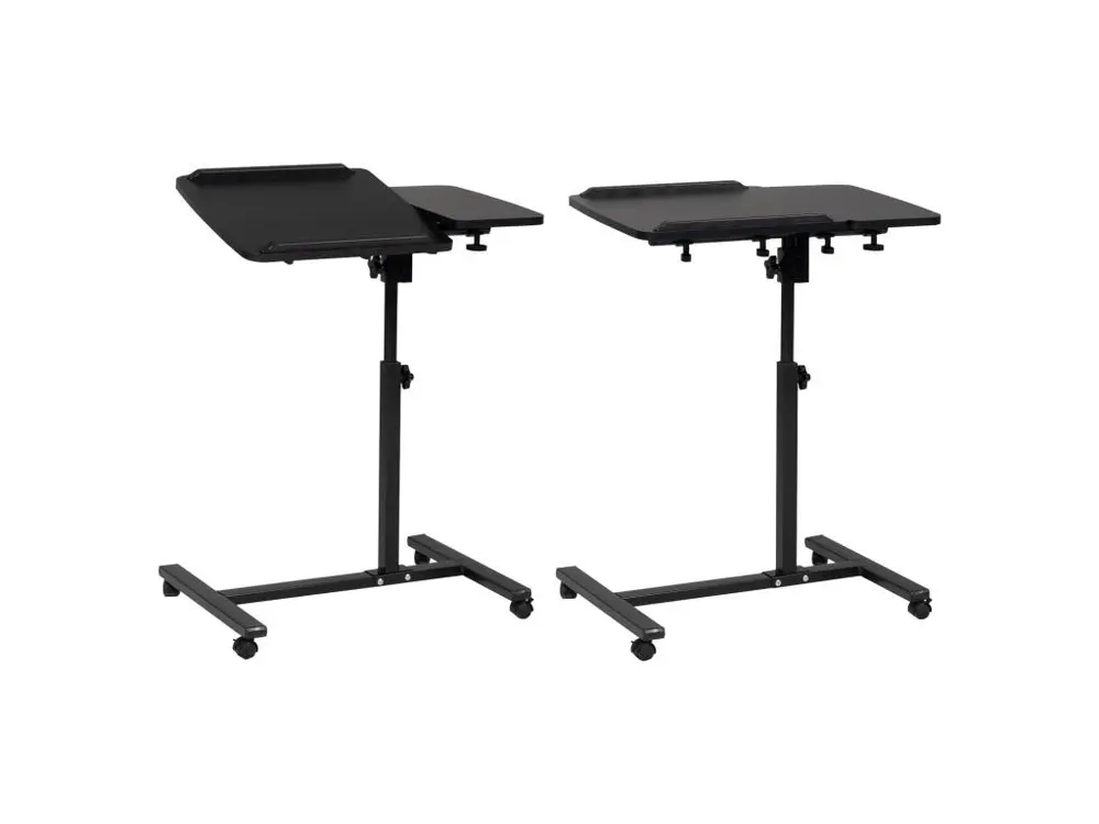 Table pour ordinateur à roulettes noire SABINE avec 4 patins en caoutchouc