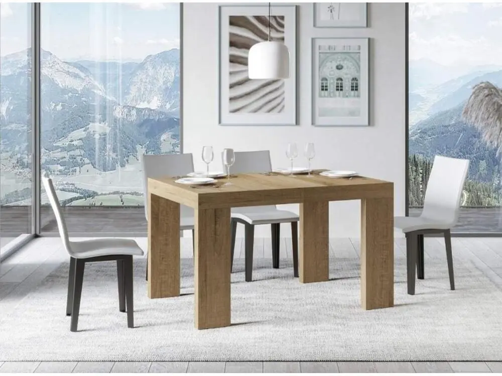 Table rectangulaire extensible 130 à 234cm bois manifeste Ribo-Pied et support sur roulettes pour bureau à hauteur variable