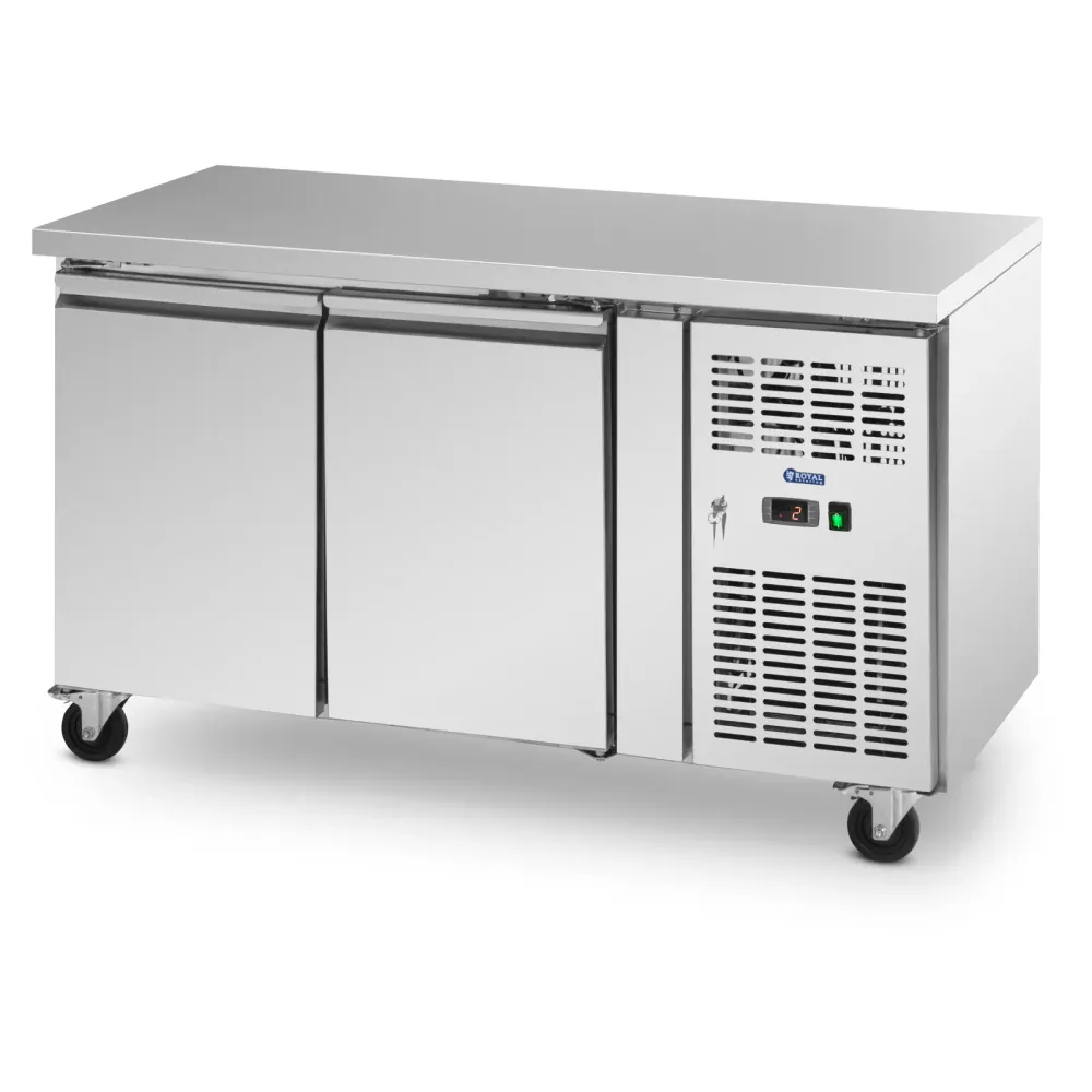 Table réfrigérée professionnel sur roulettes 260 litres 2 ccompartiments 136 x 70 cm classe B acier inoxydable 14_0010041