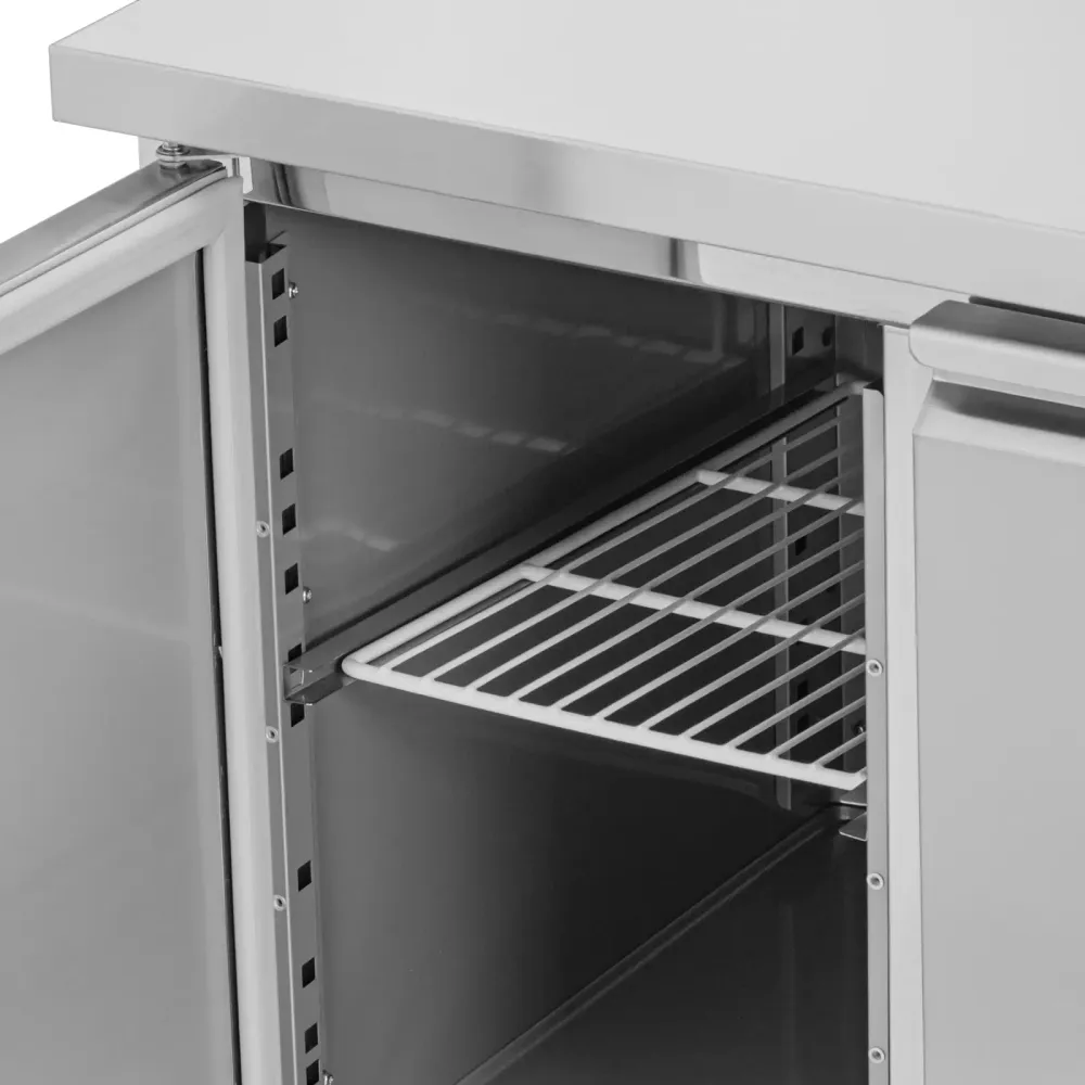 Table réfrigérée professionnel sur roulettes 260 litres 2 ccompartiments 136 x 70 cm classe B acier inoxydable 14_0010041