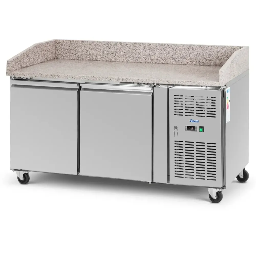 Table réfrigérée professionnel sur roulettes 390 litres 2 compartiments 155 x 80 cm classe B inox acier inoxydable 14_0010...