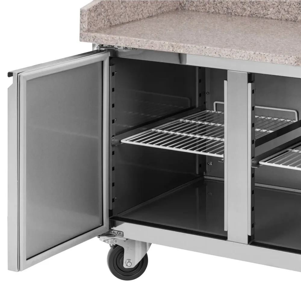 Table réfrigérée professionnel sur roulettes 390 litres 2 compartiments 155 x 80 cm classe B inox acier inoxydable 14_0010...
