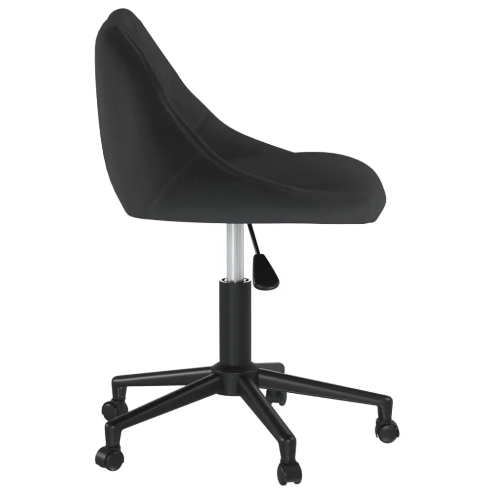 Tabouret de travail chaise de bureau sur roulettes hauteur réglable en velours noir cadre en acier noir DEC025119 pour bur...