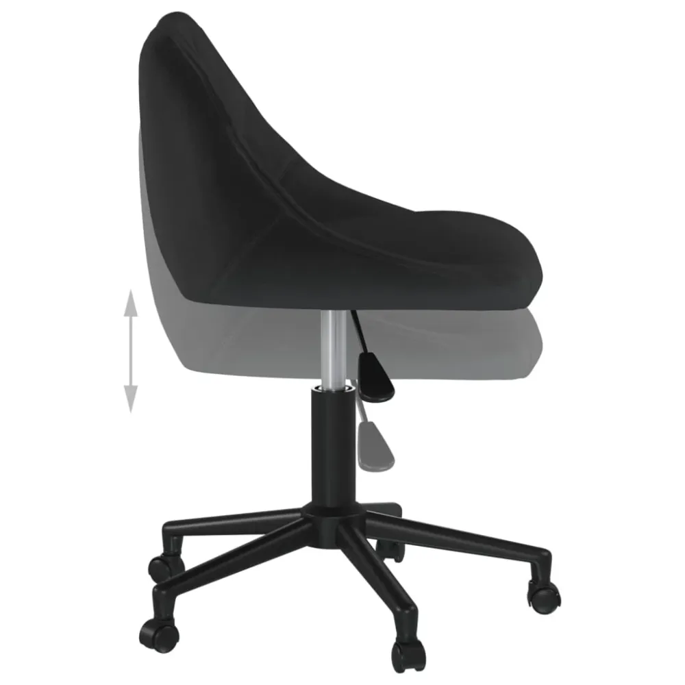 Tabouret de travail chaise de bureau sur roulettes hauteur réglable en velours noir cadre en acier noir DEC025119 pour bur...