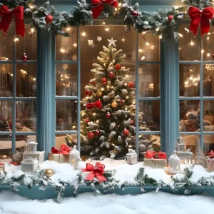 Toile de fond Vitrine de Magasin Illuminée de Noël RR8-59