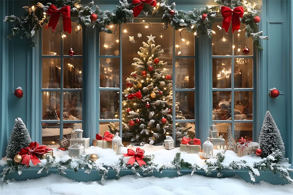 Toile de fond Vitrine de Magasin Illuminée de Noël RR8-59