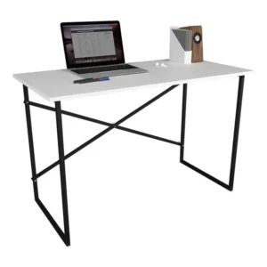 VCM Bureau bois métal Table d'ordinateur Table de travail Bureau Style industriel Insasi (Blanc) (Lot de 4)
