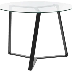 En verre Top Round Dining Table ⌀ 100 cm Black KEBRI
