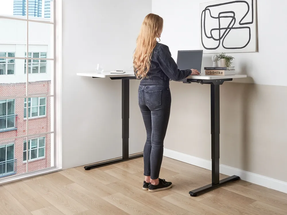 Verstelbaar bureau Elektrisch Linkerzijde Wit DESTINES en tissu respirant