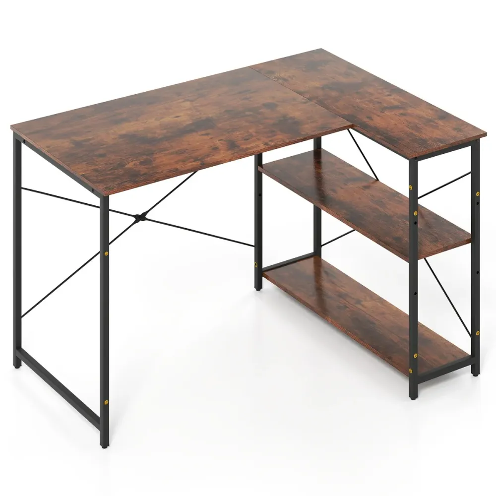 Bureau d'angle réversible 118 x 86 x 74 cm avec espace de rangement optimisé et confort ergonomique en bois manufacturé ma...
