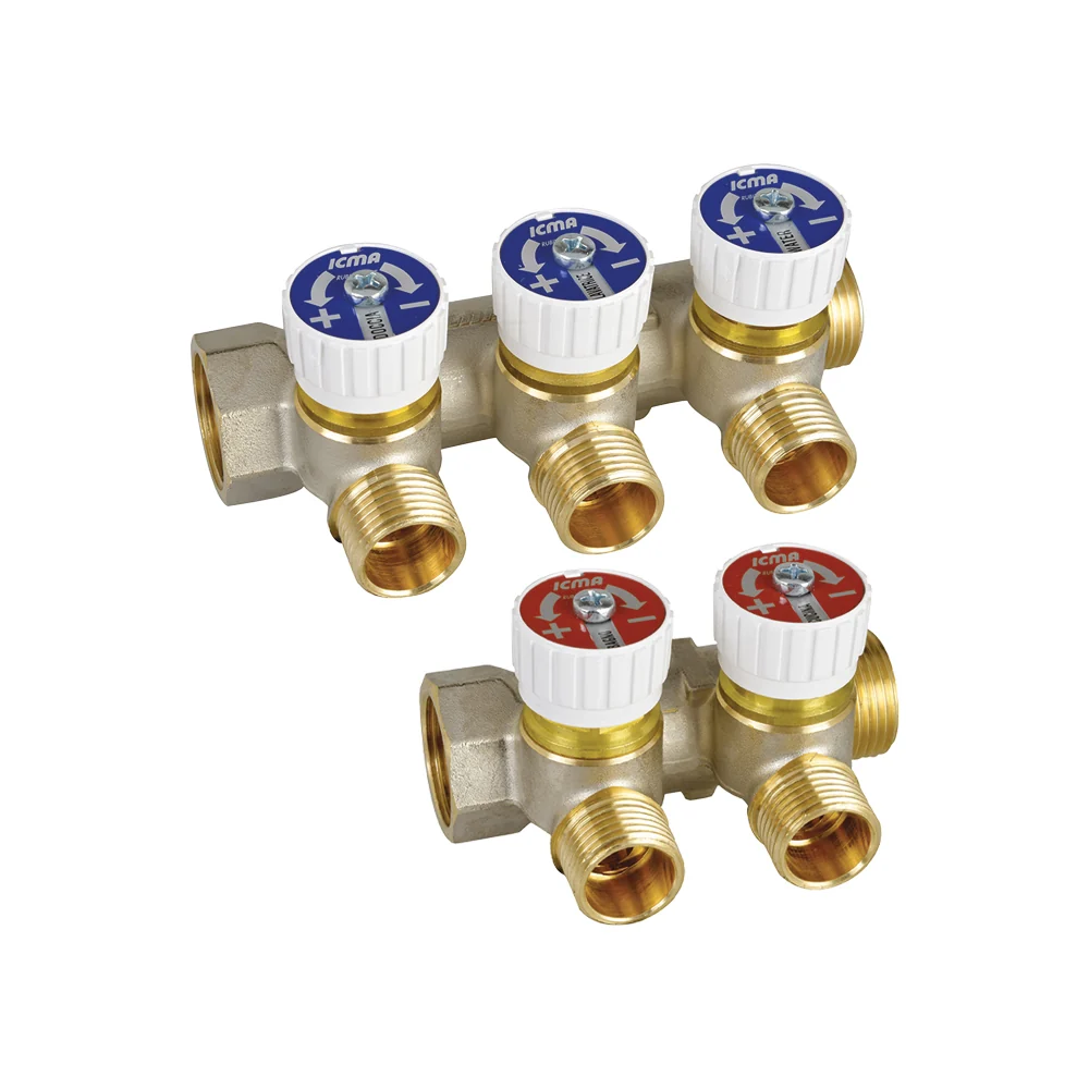 Collettore Lineare Maschio/Femmina 1" Con Rubinetti D'Arresto Mod.227 Icma 3 Vie Da 1/2" (16)