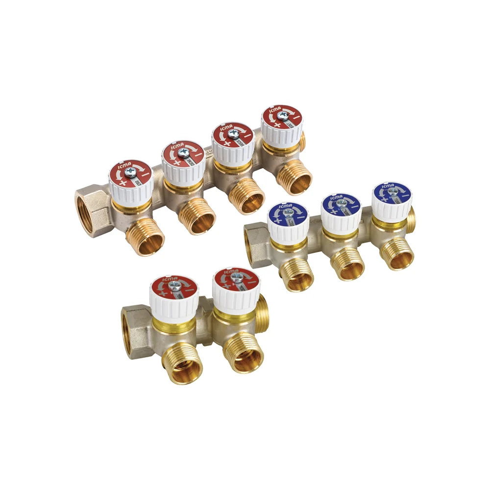 Collettore Lineare Maschio/Femmina 3/4" Con Rubinetti D'Arresto Mod.227 Icma 3 Vie Da 1/2" (16)