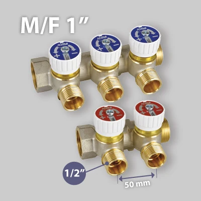 Collettore Lineare Maschio/Femmina 1" Con Rubinetti D'Arresto Mod.227 Icma 3 Vie Da 1/2" (16)