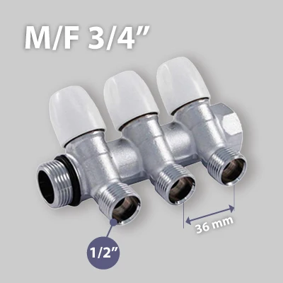 Collettore Lineare Maschio/Femmina Con Rubinetti D'Arresto Tiemme 4 Vie 1/2"M (16)