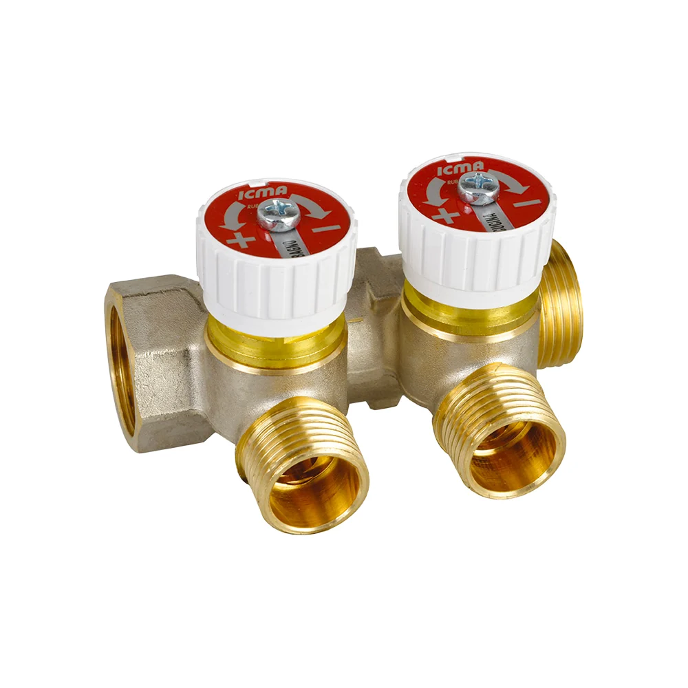 Collettore Lineare Maschio/Femmina 3/4" Con Rubinetti D'Arresto Mod.227 Icma 2 Vie Da 1/2" (16)