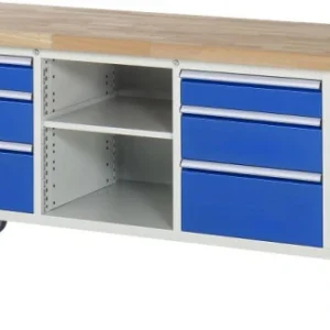 Etabli mobile RAU exemple 8564 L2000xP700xH880-1080mm gauche : 120 150 270mm environnement : étagère droite : 120 150 270m...