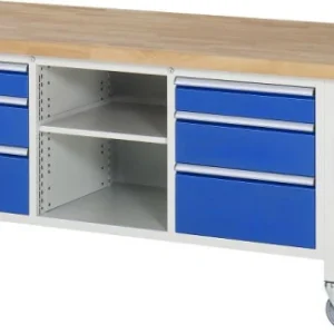 Etabli mobile RAU exemple 8564 L2000xP900xH880-1080mm gauche : 120 150 270mm environnement : étagère droite : 120 150 270m...