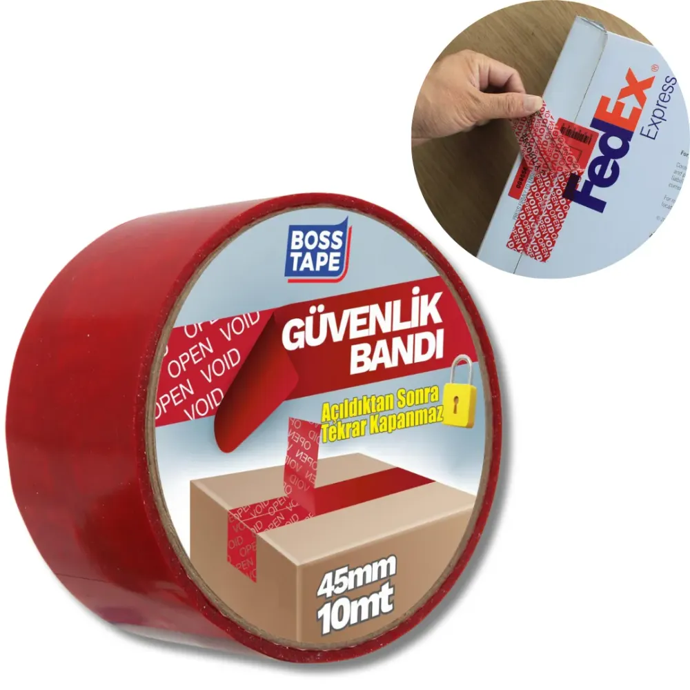 Ruban Sécurité BOSS TAPE OPEN VOID Rouge 45mmx10m – Inviolable