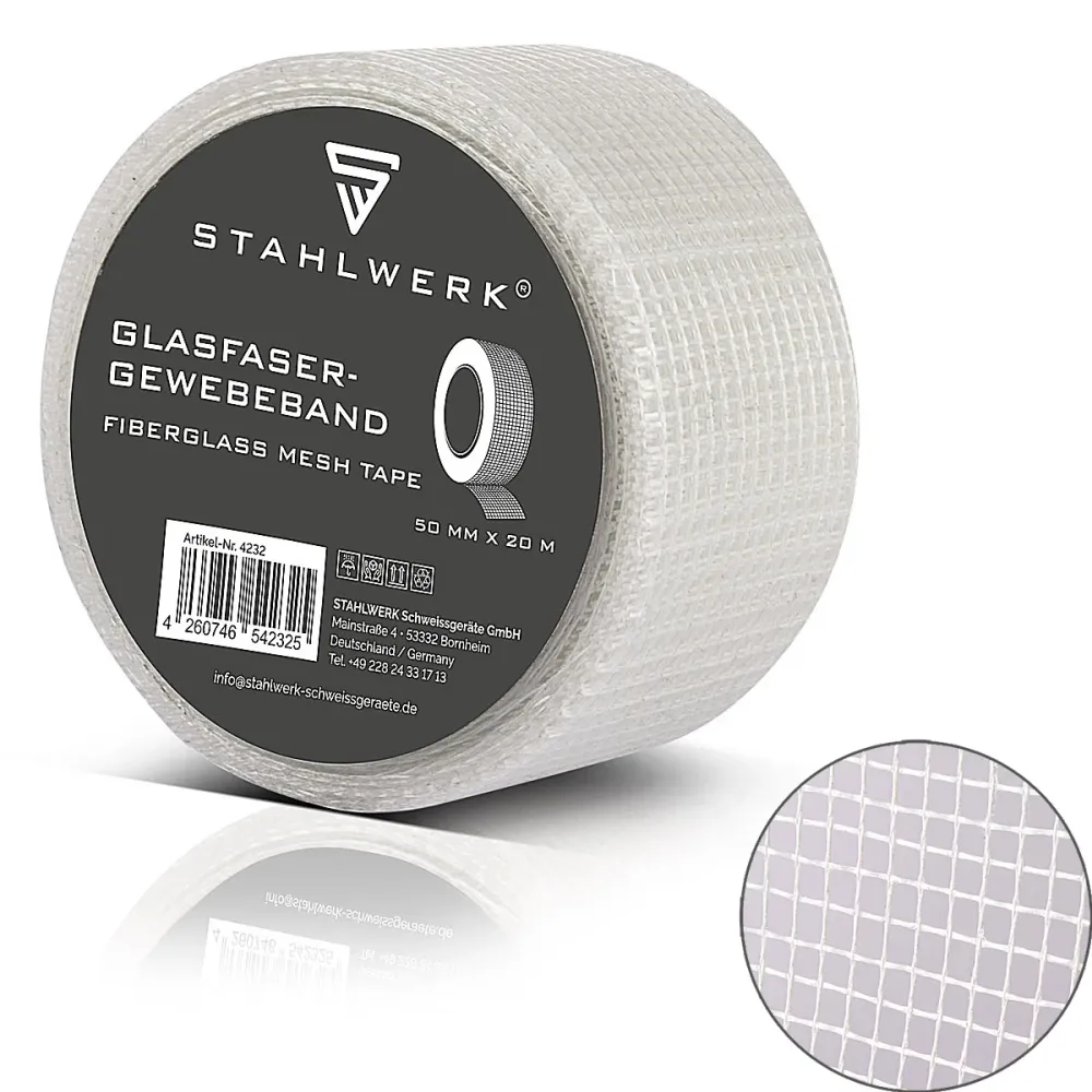 Ruban de tissu en fibre de verre en acier 20 m x 50 mm, cloison sèche auto-adhésive bande de cale / morue bande d'angle /...