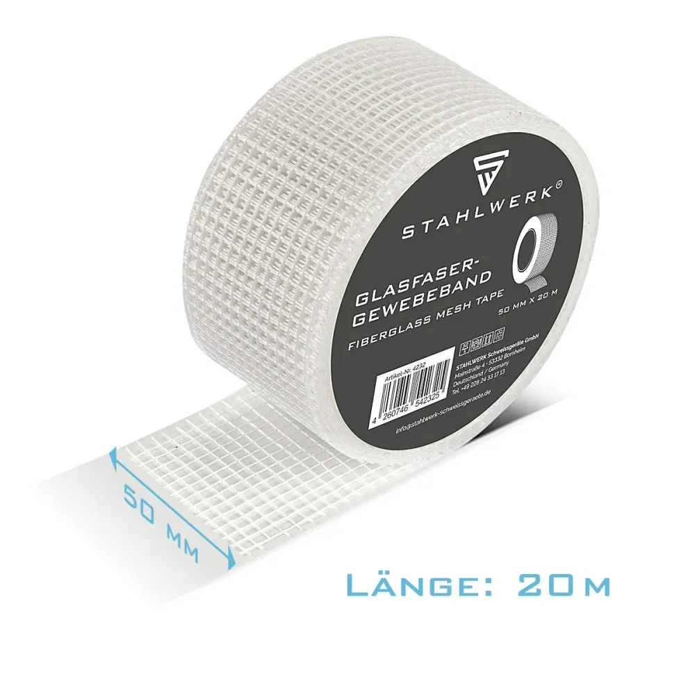 Ruban de tissu en fibre de verre en acier 20 m x 50 mm, cloison sèche auto-adhésive bande de cale / morue bande d'angle /...