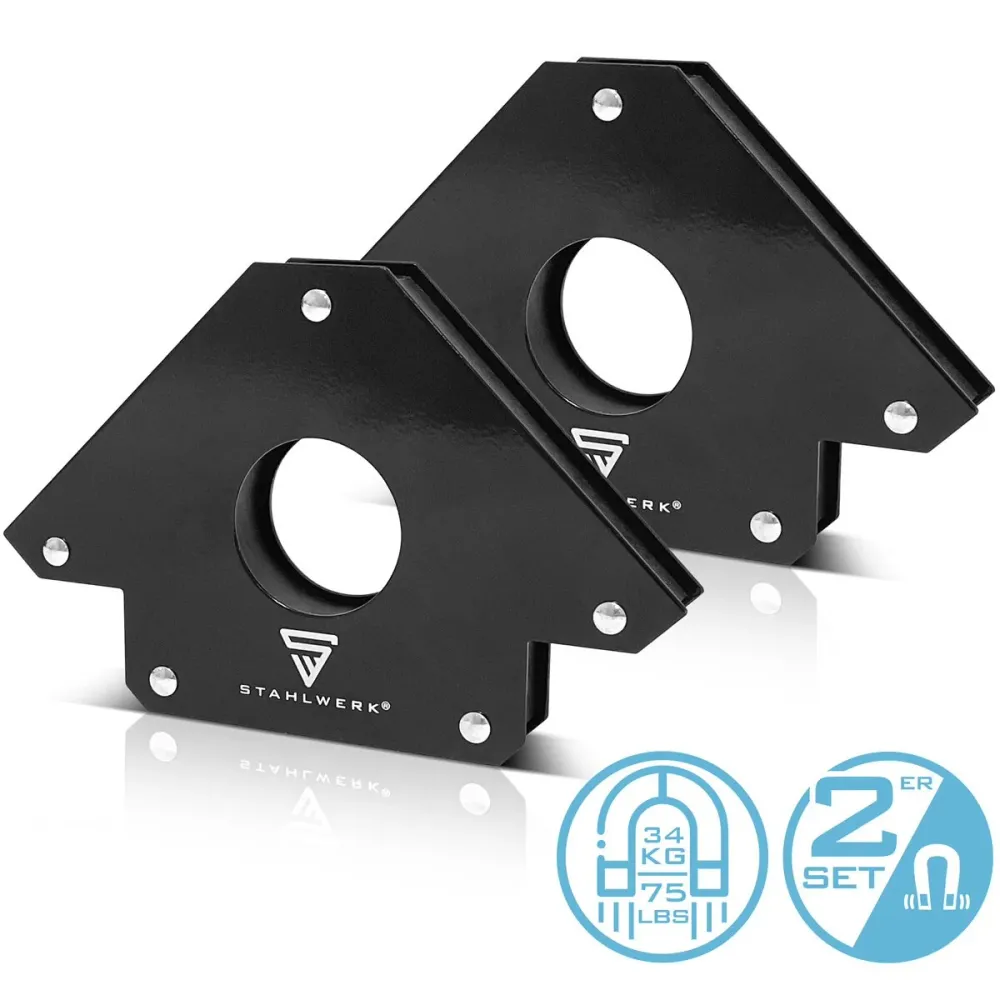 Steelworks 2 Angle de soudage de l'aimant de set 34 kg | Magnet de soudage pratique de 75 lb | Angle magnétique | Position...