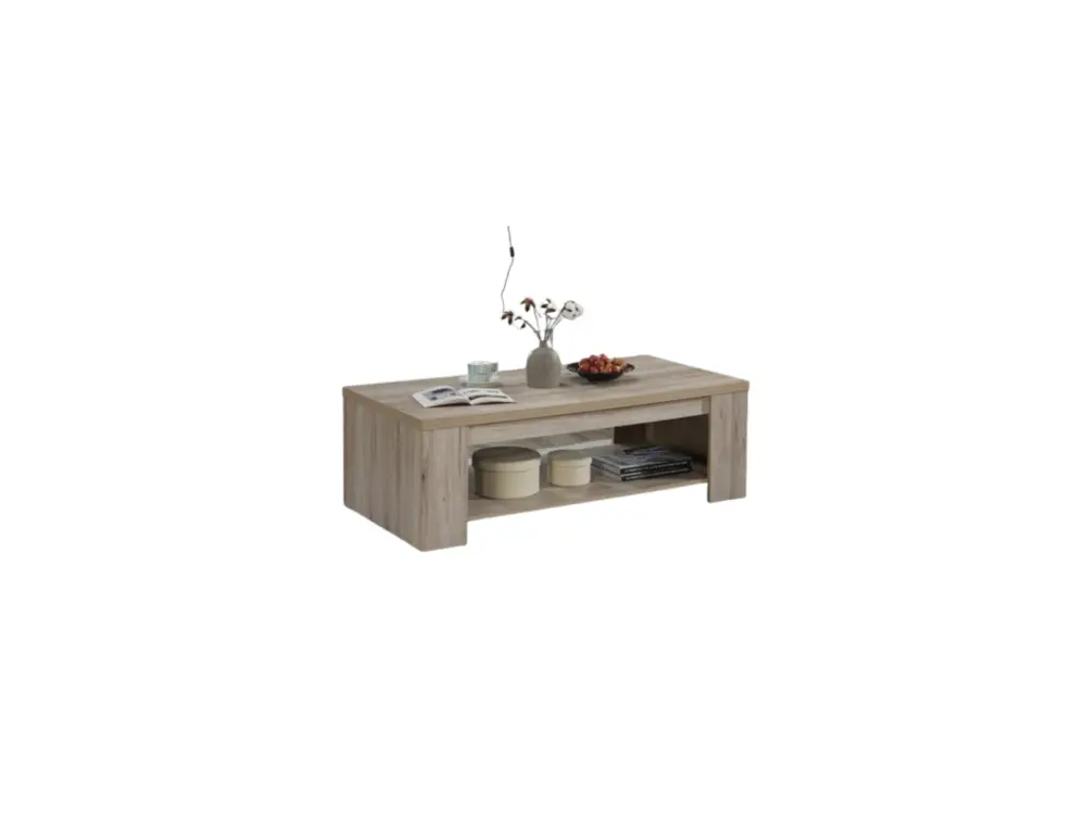 Table basse style rustique 120x90 collection VERMONT effet chêne
