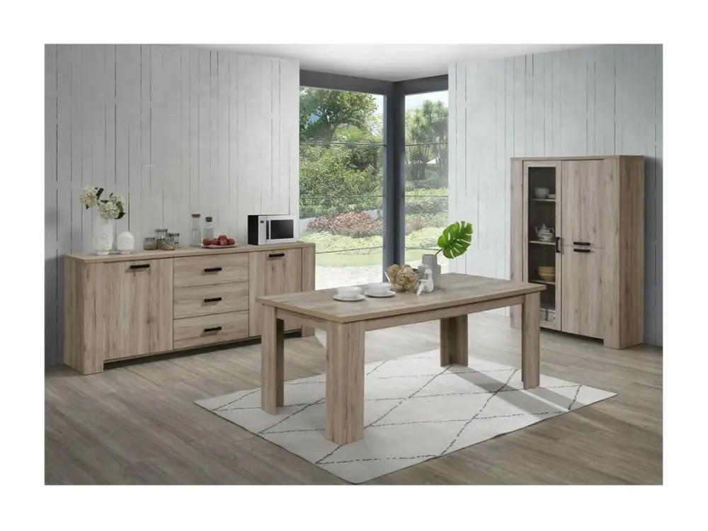 Table basse style rustique 120x90 collection VERMONT effet chêne