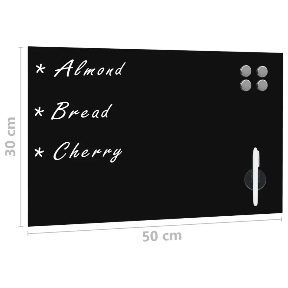 Tableau magnétique panneau écriture école maison bureau mural verre 50 x 30 cm noir 02_0045502