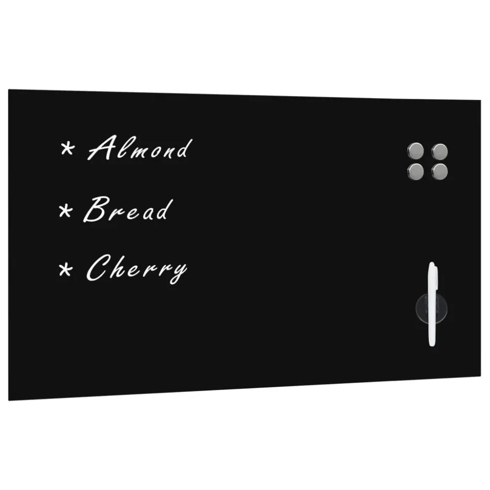 Tableau magnétique panneau écriture école maison bureau mural verre 120 x 60 cm noir 02_0045498