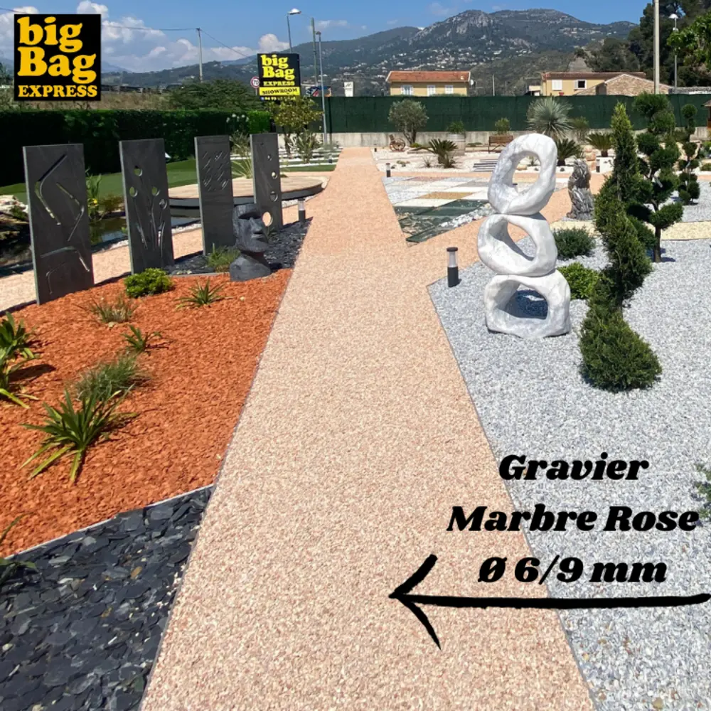 PACK 18M² Gravier Marbre Rose Ø 6/9 mm (36 X Sac de 25Kg +/- 900Kg ) - Livraison NORMAL