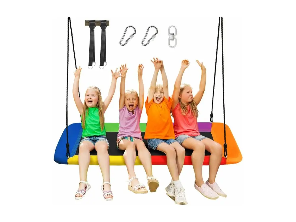 Balançoire nid en plate-forme avec cordes de suspension hauteur réglable 100-180cm 315 kg