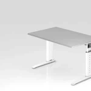 Bureau Hammerbacher pied C 120x80cm gris/blanc hauteur de travail 68-86 cm réglable VUS12/5/W commander à bas prix