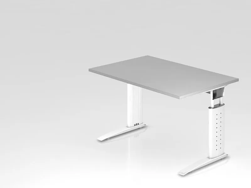 Bureau Hammerbacher pied C 120x80cm gris/blanc hauteur de travail 68-86 cm réglable VUS12/5/W commander à bas prix