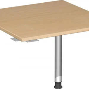 geramöbel plaque de liaison angle plein 90° avec pied de support avec guide-câble réglable en hauteur 800x800x680-800 hêtr...