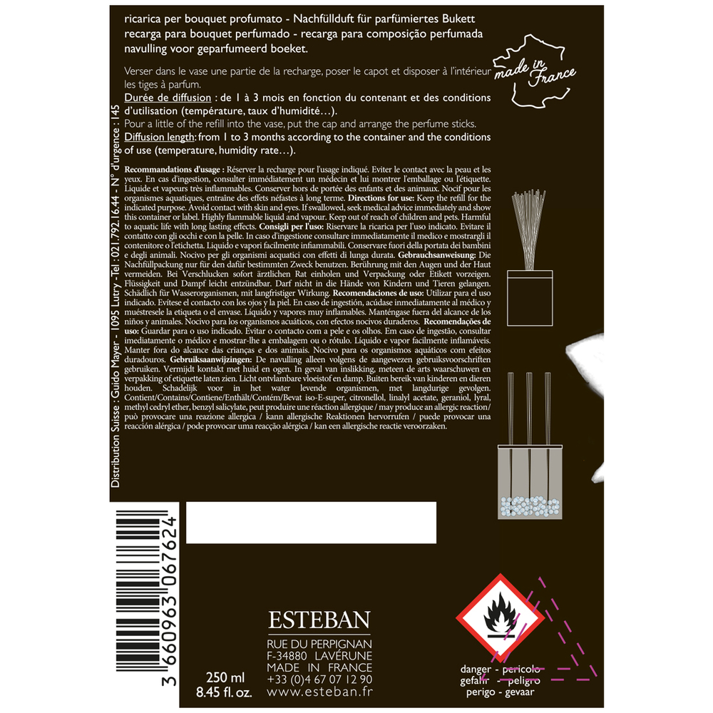 Recharge pour bouquet parfumé 250ml Néroli Esteban