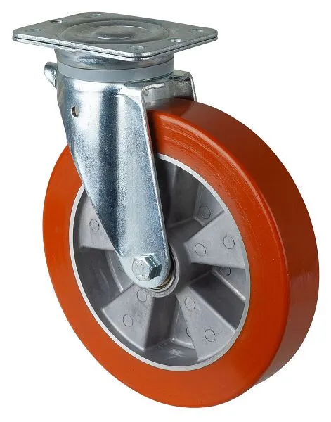Roulette robuste BS Wheels largeur de roue 50 mm Ø roue 250 mm capacité de charge 600 kg polyuréthane coulé 95 Shore alumi...