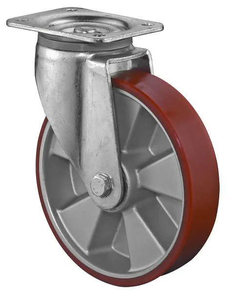 Roulette robuste BS Wheels largeur de roue 50 mm Ø roue 200 mm capacité de charge 800 kg polyuréthane coulé 95 Shore corps...