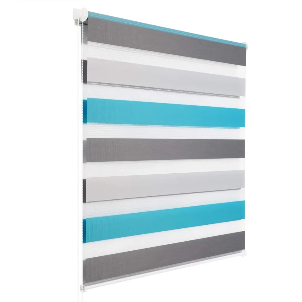 Store enrouleur zebra day and night rouleau doublement couche 80x150cm blanc gris turquoise 19_0000860