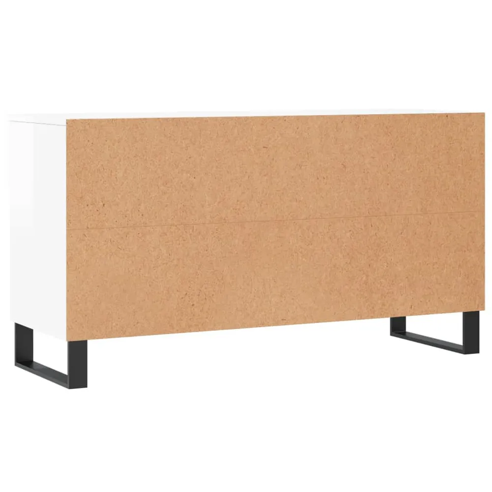 Banc à chaussures bottes commode étagère meuble entrée rangement brillant 102 x 35 x 55 cm bois d'ingénierie blanc 02_0022897